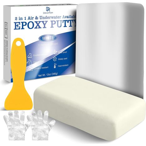 Mastic Epoxy - 340g Pâte à Réparer Epoxy Bicomposant, Colle Époxy Argile  pour Collages Multi-Matériaux, Métal, Rebouche, Sculpter - de Sculpture Répare, Plastique, Pierre, Céramique (Blanc) (1/5)