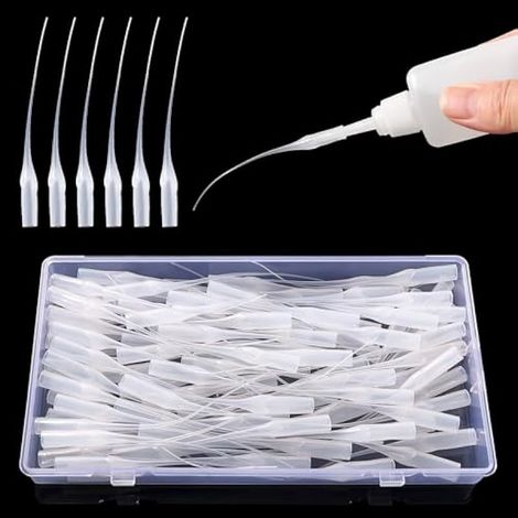 100 Pièces 0.1mm Plastique Micro-pointes Colle, Embout de Bouteilles de Colle, Micro-Pointes de colle Plastique Longue Bouche, pour Loisirs Créatifs Modélisme Loisirs Créatifs