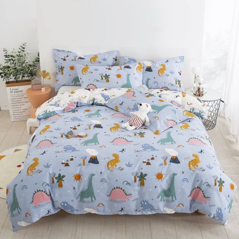 Parure de lit réversible 3 pièces pour Grand lit, 100% Coton, Bleu et Blanc, pour garçons et Filles, Housse de Couette Ultra Douce et Respirante (1 Housse de Couette + 2 taies d'oreiller) (1/5)