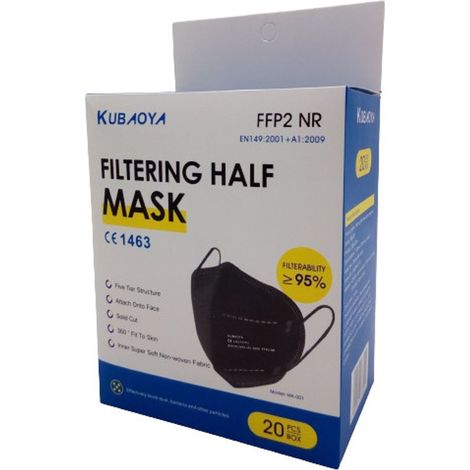 20x FFP2 Mundschutz schwarz. Atemschutzmaske, Feinstaubmaske CE1463 (1/2)