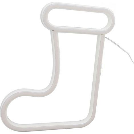 Lumière néon LED en forme de botte de Noël, alimentée par piles et rechargeable par USB, décoration murale idéale pour les fêtes. (1/5)
