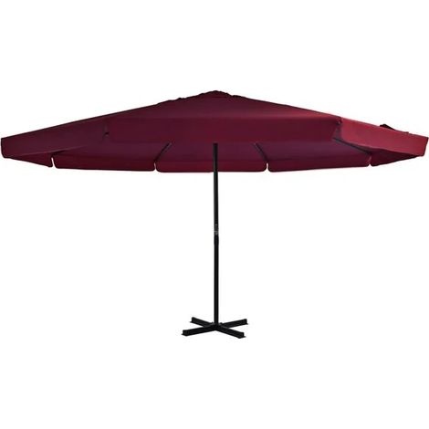 Parasol d'extérieur avec un mât de 500 cm en alliage d'aluminium bordeaux. (1/5)