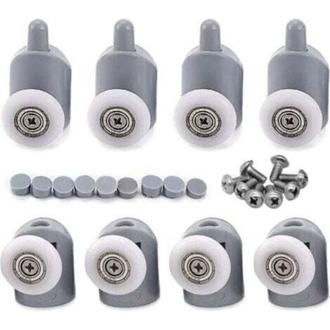 Roulettes coulissantes pour porte de douche – Lot de 8 galets roulants en acier inoxydable, diamètre 23 mm (1/5)
