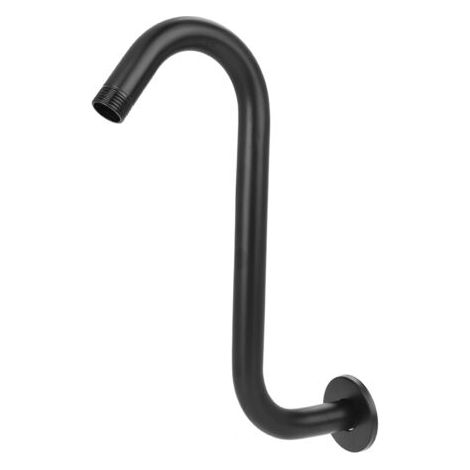 DEESSE SHOP-8in 2 Acier Inoxydable High Rise S-Curved Shower Bras D'extension G1/2 Accessoire de Salle de Bain Noir (1/5)