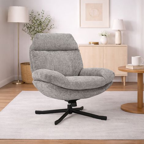 Fauteuil lounge pivotant 78x91x99cm en tissu gris foncé chiné - ZENTY (1/5)