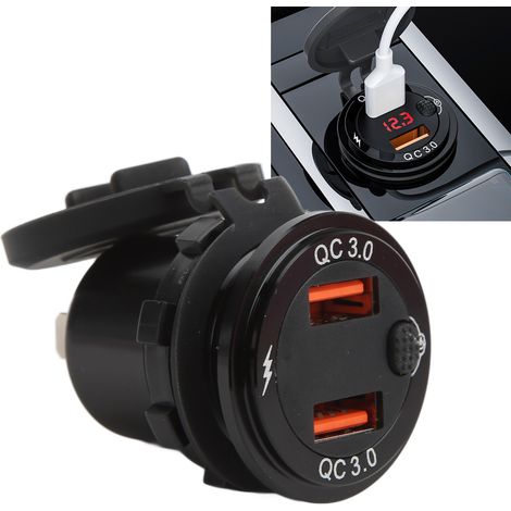 Rundes 12/24V-Modul aus Aluminiumlegierung mit mechanischem Schalter, zwei ultraschnellen QC3.0-USB-Anschlüssen + rotem Digitalvoltmeter + Klemmenblock (ZH-1427A1) (1/5)