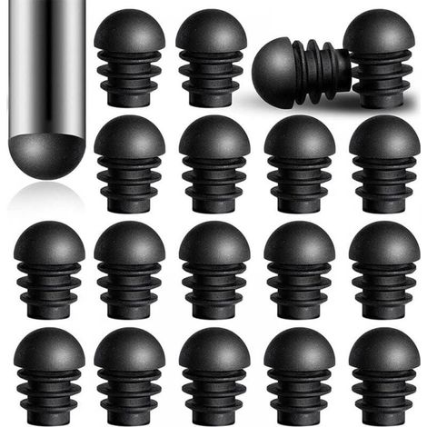 Protective caps for chair legs – Pack of 24 plastic pieces, 15.8 mm outer diameter, round caps with inserts (1/5)