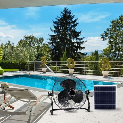 Ventilador de Suelo Solar Motor AC 15W con Cargador Eléctrico 2A (1/2)
