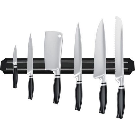 Porte couteau magnetique, barre aimantée porte couteaux, range couteaux cuisine magnétique en acier inoxydable noir porte barre à couteaux aimantée pour cuisine (38 cm)- (1/4)