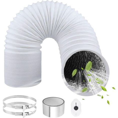 Gaine Ventilation Aluminium 125mm - 3 Metres - Flexible Extensible - Pour Climatisation Et Extracteur - Avec Colliers De Serrage (1/5)