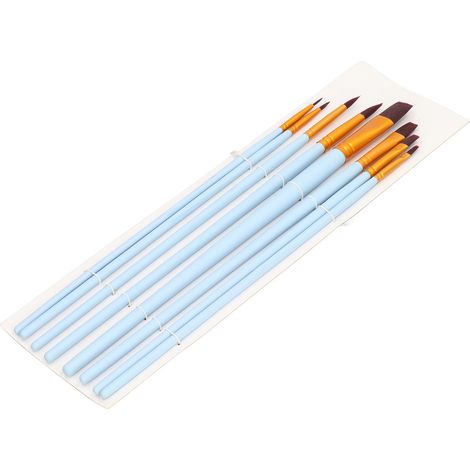 Ensemble de 8 pinceaux, plusieurs têtes de pinceau, poils doux, convient pour l'aquarelle, la peinture à l'huile et la peinture acrylique, manches bleus. (1/5)