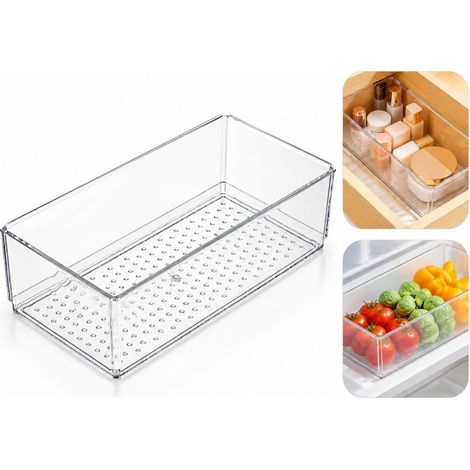 2 Pièces Boîte Tiroir Transparente en Plastique, 20×10×6 cm, Range-Maquillage et Tiroir de Bureau (1/5)