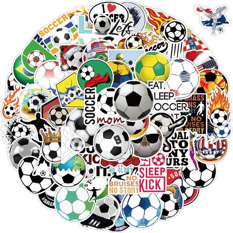 Pack 200 Autocollants Foot Vinyle Imperméables Esthétiques pour Bouteille, Cadeau Sportif pour Ordinateur, Valise, Carnet, Pare-chocs (1/5)