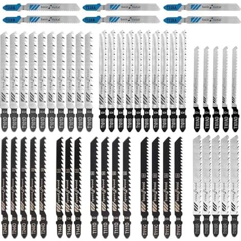 52 pièces Lames De Scie Sauteuse professionnelles,10 modèles Tige en T Jeu de lames de scie sauteuse à haute teneur,Lame de scie sauteuse idéale pour le bois, le plastique et le métal (1/5)