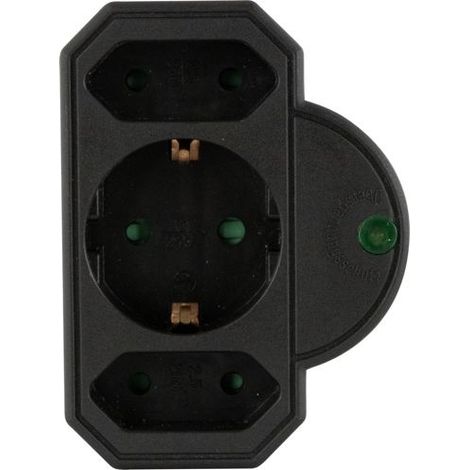 REV Steckdosenadapter 3-fach mit Überspannungsschutz, schwarz