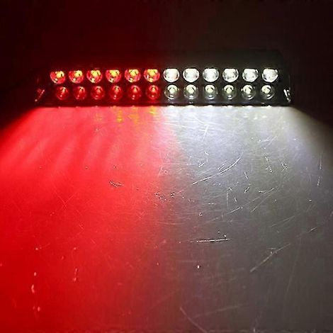 Feux stroboscopiques clignotants pour voiture, 12 LED rouges/bleues/ambre/jaunes/blanches, style police, 12 V, 12 W (12 LED rouges et blanches, États-Unis) (1/5)
