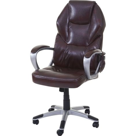 Sillón de oficina con ruedas con función de masaje giratorio y calefactor en sintético burdeos 040001918 (1/5)