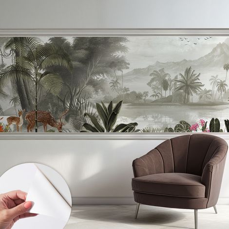 Papier peint autocollant adhésif avec imprimé motifs uniques apparence moderne Oasis tropicale 250x104 cm (1/5)