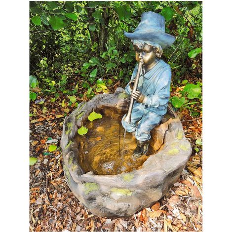 Granimex Flötenspieler Polystone Wasserspeier ohne Dekobecken und Pumpe Wasserspiel (1/5)