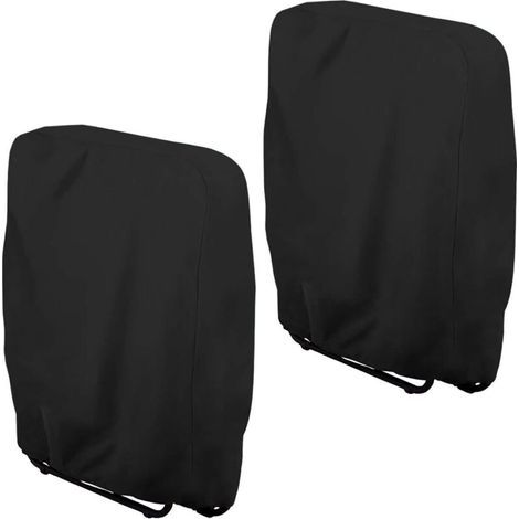 2 Pieces Folding Recliner Protective Cover (Black, 94x34x110cm), Garden Folding Chair Windscreen, Garden Recliner Cover (1/5)