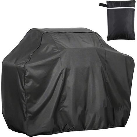 Waterproof gas grill cover with drawstring and loop, size 145x61x117 cm.