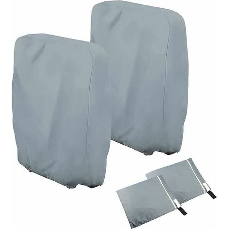 Lot de 2 housses de chaises pliantes - Pour chaises de jardin - Coupe-vent - Anti-UV - Imperméable (gris) (1/5)