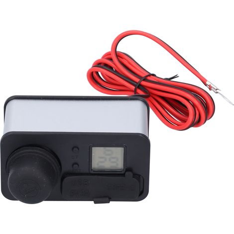 Chargeur Moto 12V USB-C Étanche Adaptateur Alimentation Téléphone avec Allume-Cigare Argent (1/5)