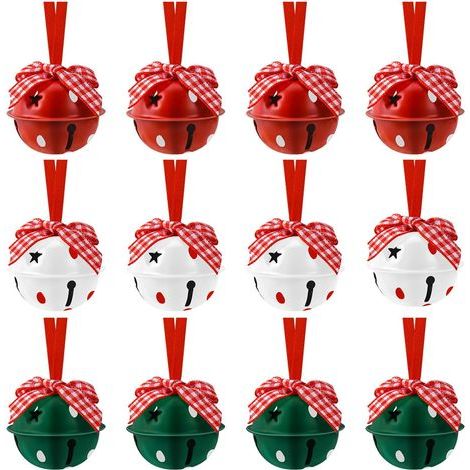 Dekorative Weihnachtsglocken – Christbaumglocken – Christbaumschmuck – 12er-Set – Rote, grüne und weiße Glocken (1/5)