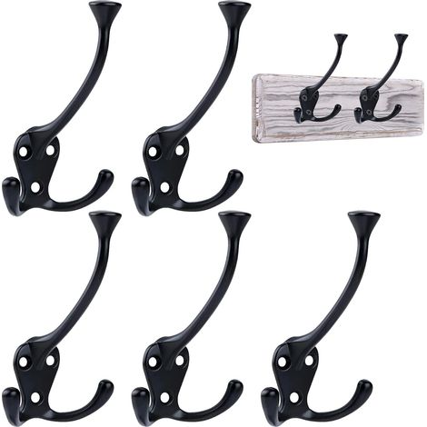 5 Pièces Murale Patere, Crochet Porte Manteau, Porte Manteau Mural Noir pour Cuisine Chambre Entrée… (1/5)