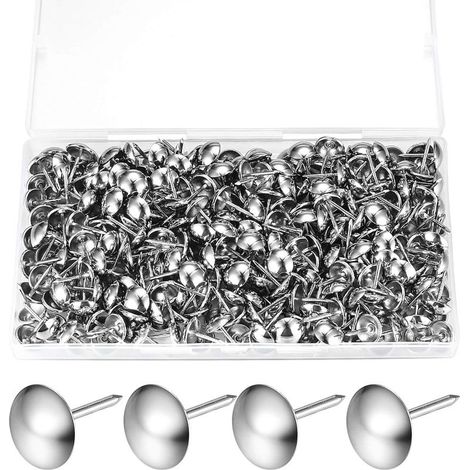 320 Clous de Tapissier, épingles de Tapisserie Ameublement, Punaises Décoratives de Meubles, épingles à Poussoirs Antiques, Dessin Chaises Tapis de Clous épingles Goujons Punaises - 11x17 MM/Argent (1/5)