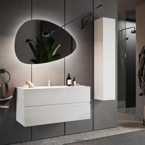 Bagno a due cassetti sospeso Agata in finitura Bianco Lucido (1/4)
