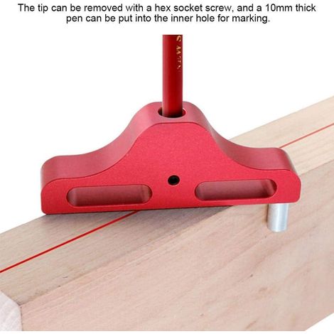 Alliage d'aluminium Centre de travail du bois Scriber Center Marquage de ligne Travail du bois Outil auxiliaire Centre Finder Tool Scribe en bois 120mm(rouge) MOONSTARS (1/4)