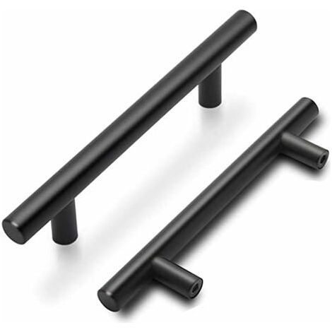 Lot de 5 goldenwarm Poignées Meuble Noires Poignées de Porte Cuisine Noires Poignées de Meuble Cuisine Noires avec Finition Mate en Acier Inoxydable Entraxe 96mm (1/3)