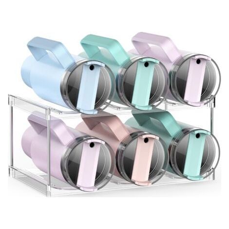 White Water Bottle Holder 34.29 x 19.81 x 16.51 cm 1 Plastic 3 Link 2 Layer Storage Box, Stackable Water Bottle Holder (1/5)