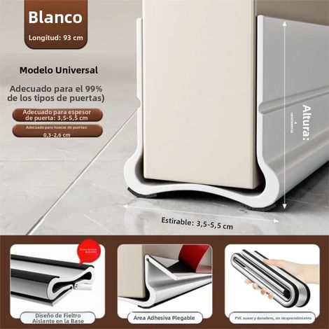 Joint de porte blanc 93 cm en PVC souple, autocollant, doublure textile, coupe-vent et anti-poussière (1/5)