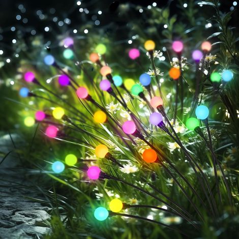 Lampe Solaire de Jardin Décoration de Noël, 40 LED Lucioles d'Extérieur Étanches pour Cour, Patio, Allée (Lot de 4, Coloré) (1/5)