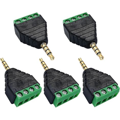 Bornier à vis 3,5 mm, connecteur audio stéréo TRRS mâle 3,5 mm (1/8) vers borne à vis femelle AV 4 broches, casque double piste (5 p [jkw] (1/5)