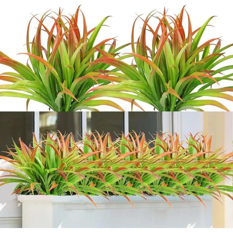 Lot de 6 Plantes Artificielles Résistantes aux UV - Herbes et Gazon Synthétiques pour Décoration Intérieure et Extérieure, Idéal Fenêtres et Jardins (1/5)