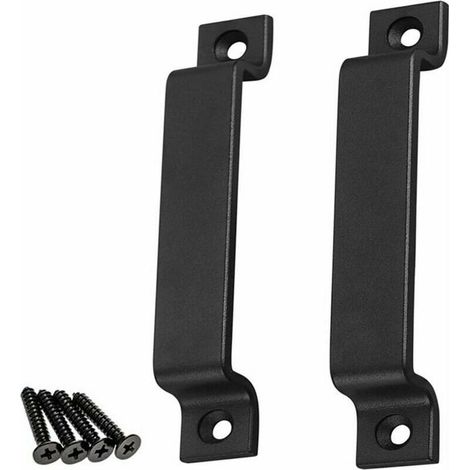 Poignée de porte de grange , lot de 2 poignées de porte en bois pour portail/abri de jardin, armoires de cuisine, poignées de porte, placards, tiroirs et meubles de chambre, noir (1/5)