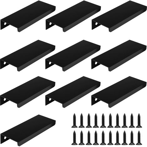 Poignee de Meuble Cuisine Invisible avec 20 Vis, 80mm Noir Poignée Meuble, 10 Pièces (1/5)