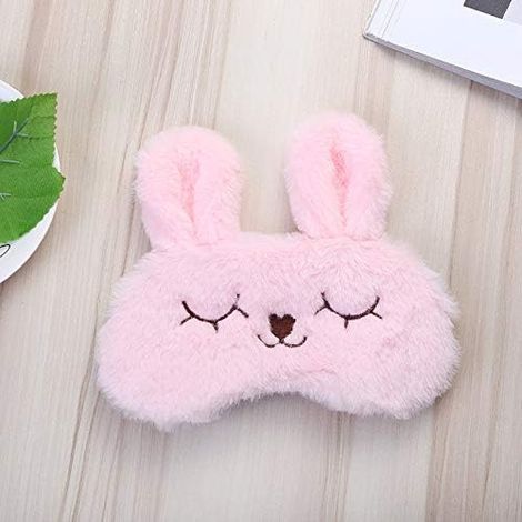 dressfan Niedliche 3D-Tier-Schlafmaske zum Flauschen, atmungsaktive Cartoon-Schlafmaske für Kinder, Erwachsene und Frauen – Rosa