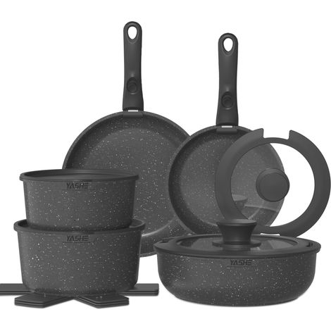 Batterie de Cuisine Induction Antiadhésive - Gris, 15 Pièces (1/5)