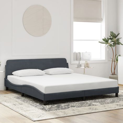 Cadre de lit Dover gris foncé 180x200 cm velours vidaXL (1/6)