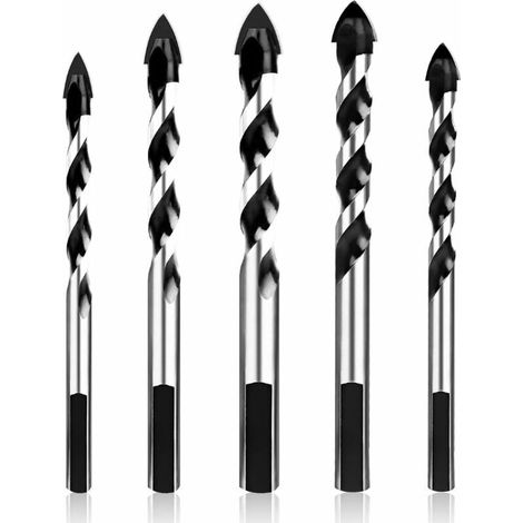 Punta da trapano in carburo di tungsteno, set da 5 punte da trapano diamantate in carburo di tungsteno per piastrelle in ceramica, cemento, muro di mattoni, vetro, muratura in plastica e legno (6/6/8/