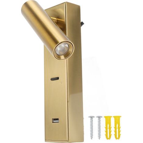 Einfache LED-Wandleselampe, wiederaufladbar, verstellbarer Winkel, Wandleuchte für Hotelzimmer, weißes Licht, 100–240 V (1/5)
