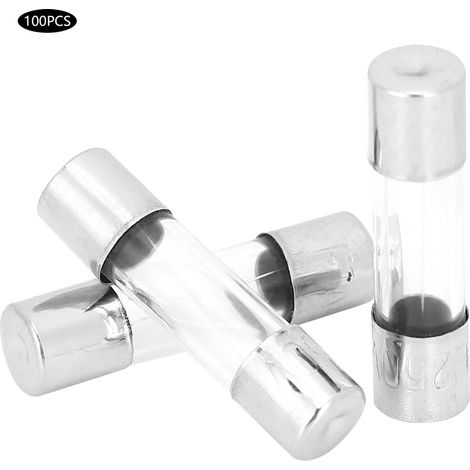 Lot de 100 fusibles en verre à action rapide, 5 x 20 mm, 250 V CA, pour la protection des circuits. (1/5)