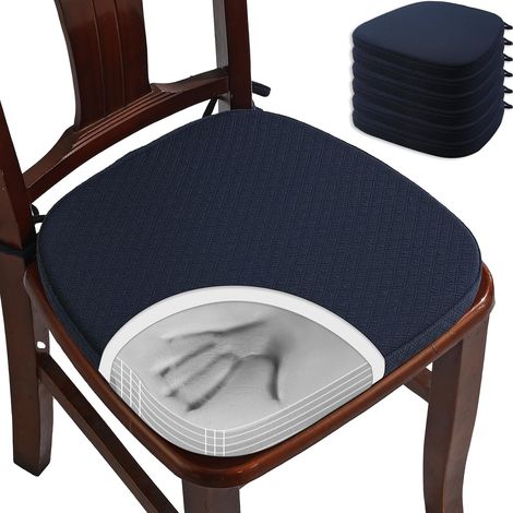 Lot de 6 Coussin de Chaise en Mousse à Mémoire de Forme, Design Jacquard Antidérapant pour Salle à Manger (1/5)