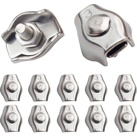 20 Pièces Pince câble métallique Serre-Câble Acier M3 Wire Rope Clips Pour Câble d’Acier 1.5mm-3 mm Serre Cable en Acier Inoxydable Pour Les Chantiers de Construction et Les Navires (1/5)