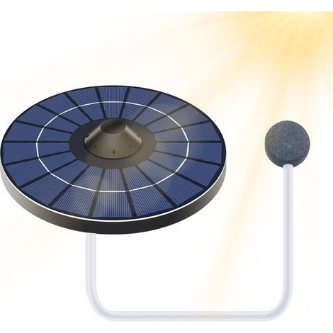 Aérateur de bassin  Pompe à air à faible bruit de 2,5 W avec pierre à bulles – Pompe à oxygène flottante à énergie solaire, pour aquariums extérieurs, jardin, jardin, bain d'oiseaux (1/5)