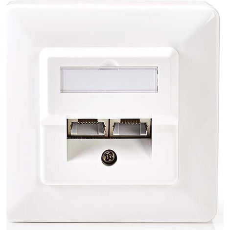 Nedis Netzwerk-Wanddose / Unterputzmontage / 2-Port port(s) / CAT5e / Gerade / Buchse / Vergoldet / ABS / Weiss / Box